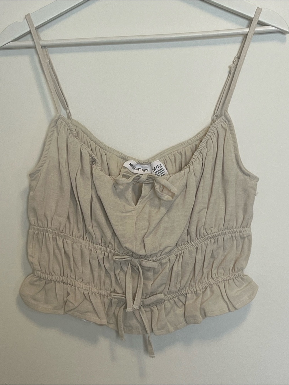 Cream Ruched Drawstring Cami Top | Boho - Picture 3 of 9